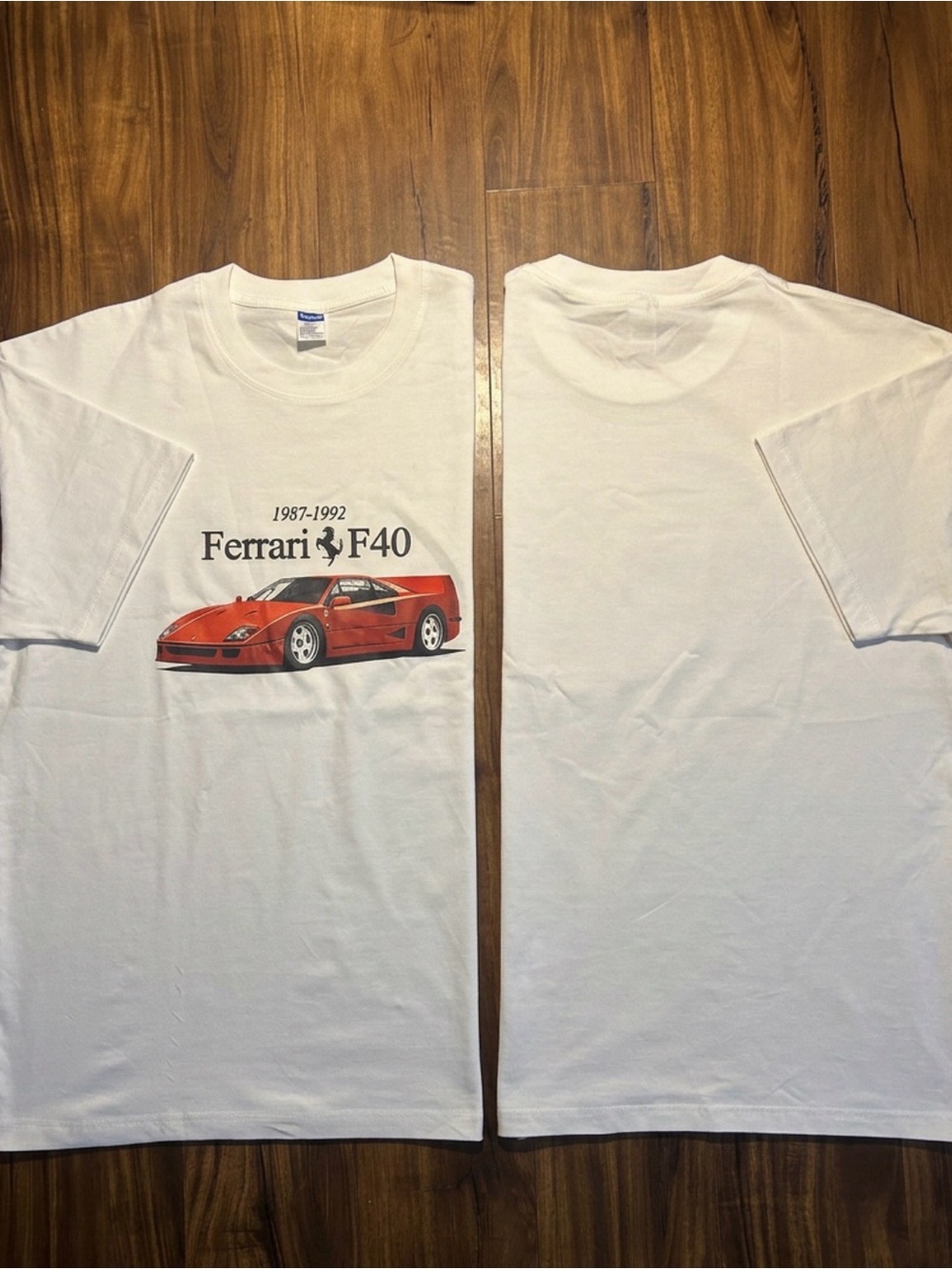 Ferrari White Tee with Red F40 Vintage Graphic - Picture 2 of 4